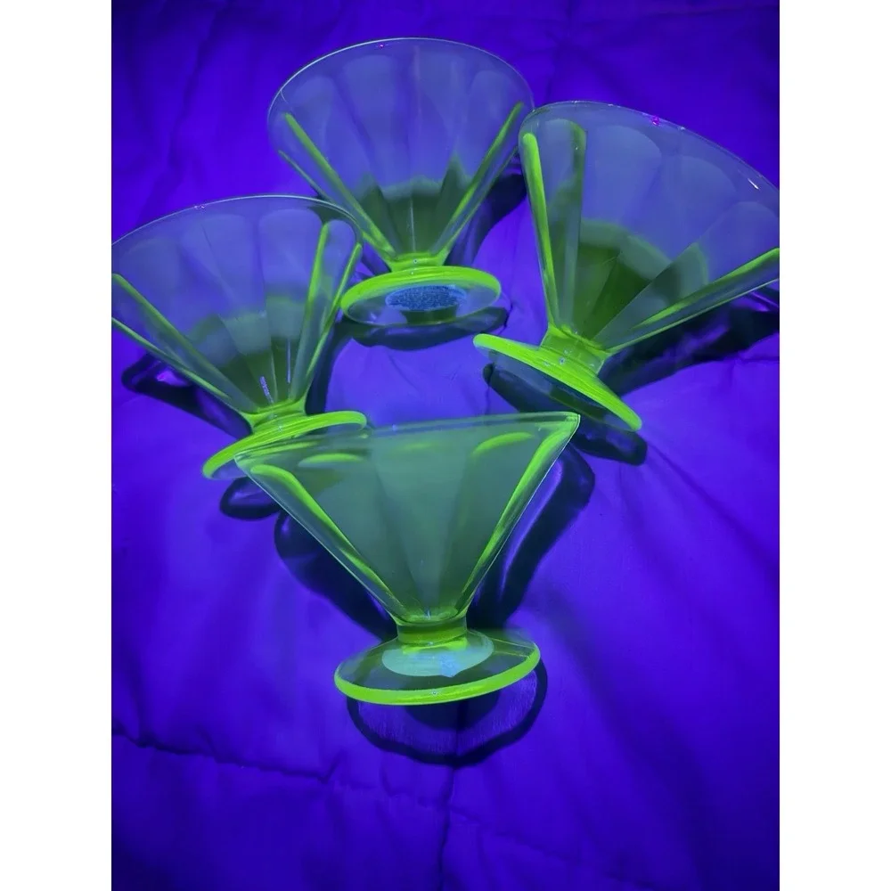 Vintage Depression Green Uranium Glass Fluted Sherbet 2.75